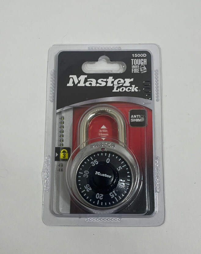 Master Lock® Combination Lock, Stainless Steel, 1 7/8" Wide, Black 1500D USA