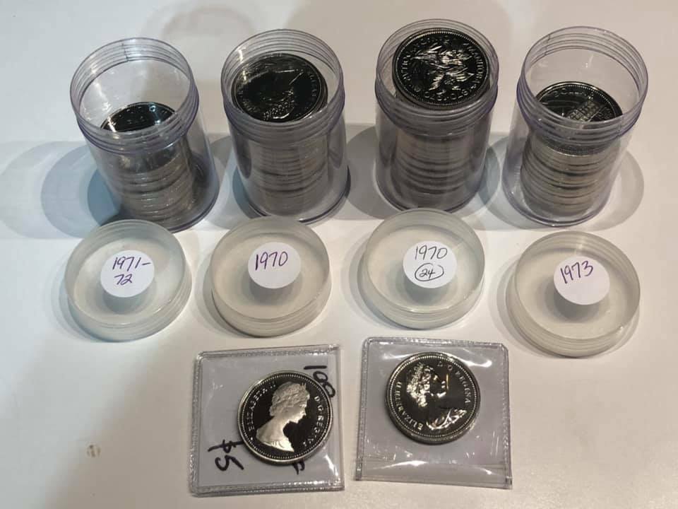 72 Assorted 1970, 1971, 1972, 1973, 1977, 1983 BU Canadian Dollars
