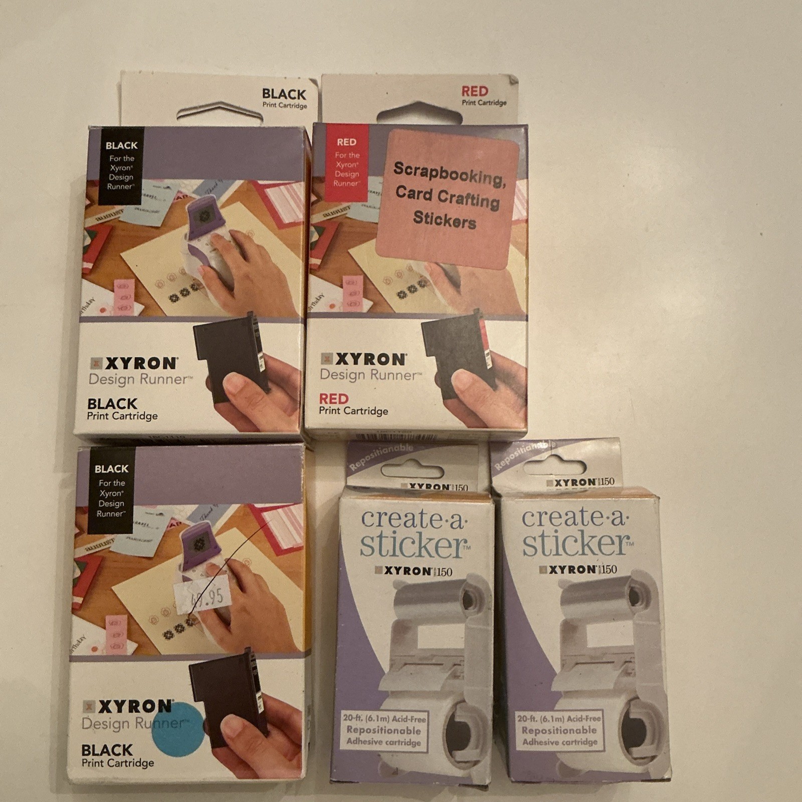 XYRON Design Runner 2 Black And One Red Print Cartridge New With Extras