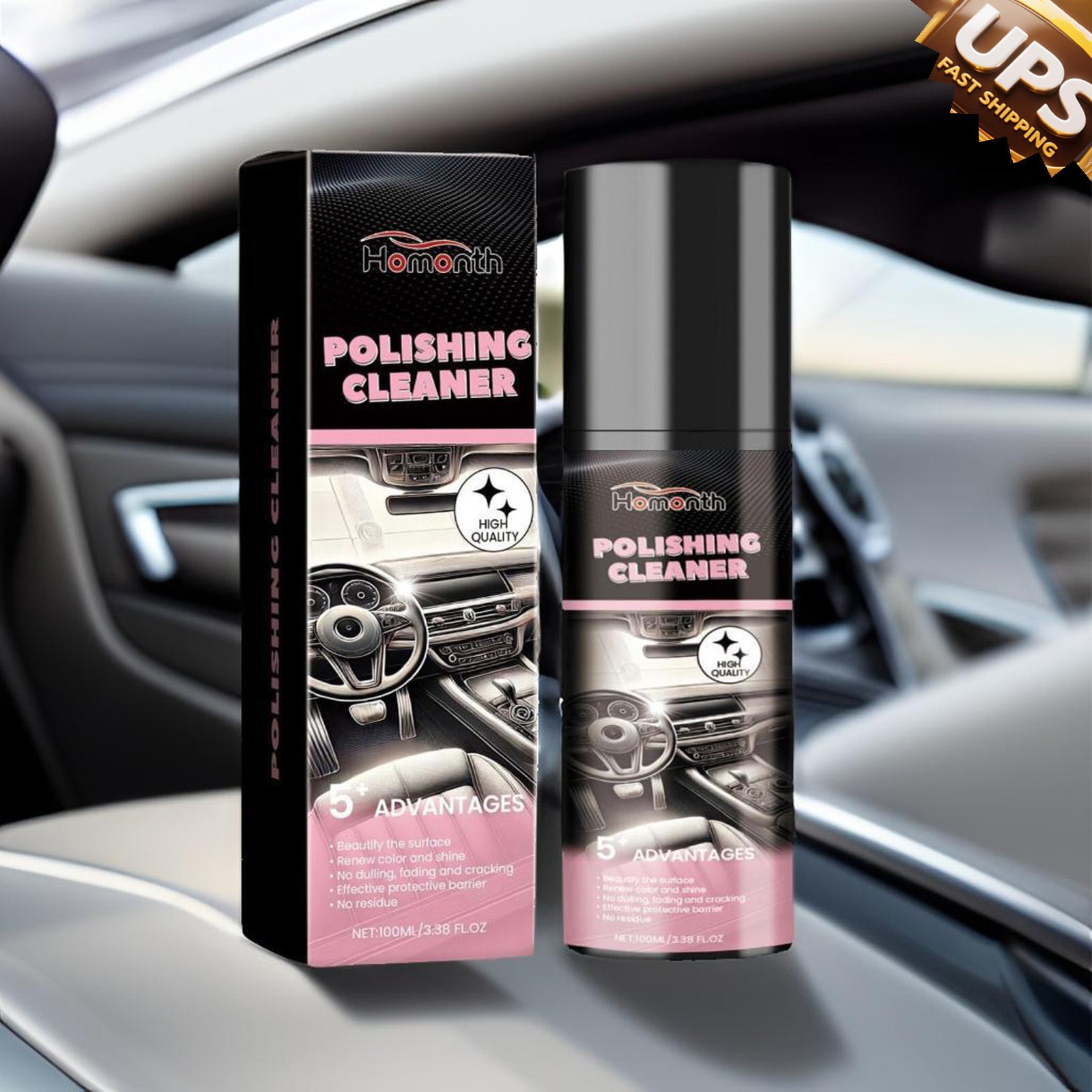 100ml Interior Detailing Polish Spray Deep Cleans Upholstery Plastics With Ease