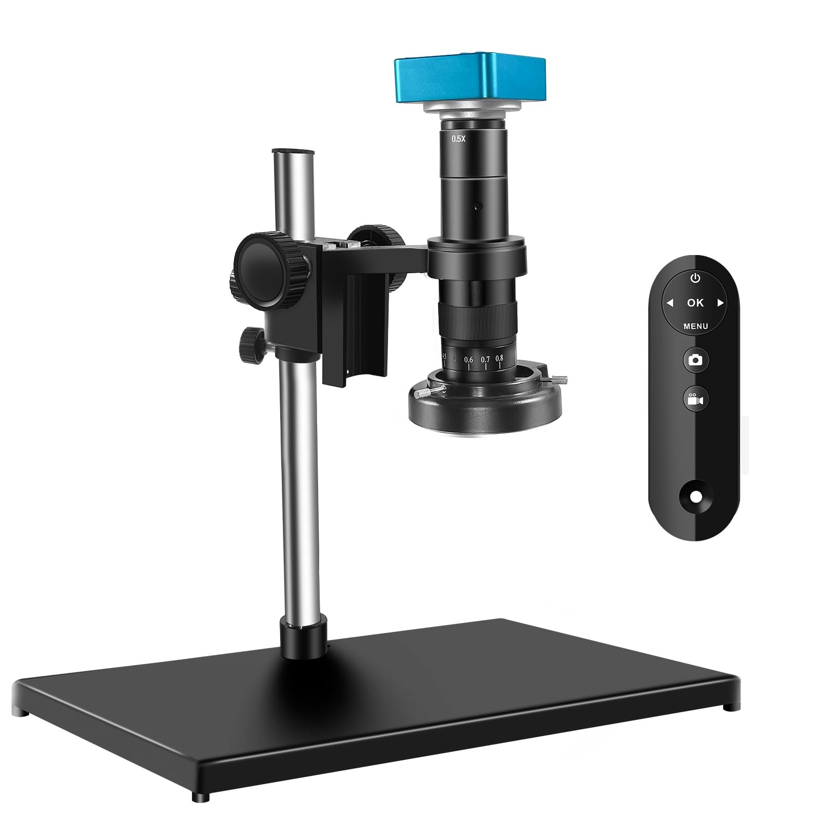 MoreDisp 4K Digital Microscope with 180X Zoom Lens, Ultra-Stable Base Black