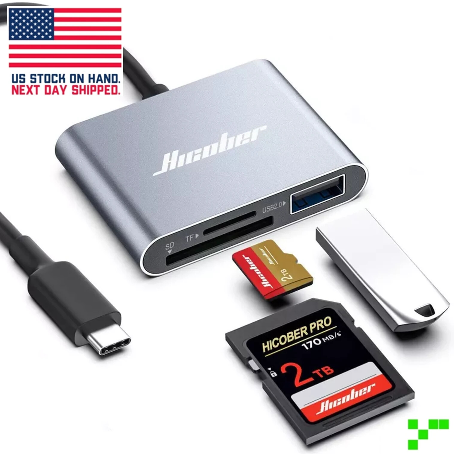 USB-C SD TF Card Reader USB Hub iPhone iPad PC Android Stick Type C OTG Adapter