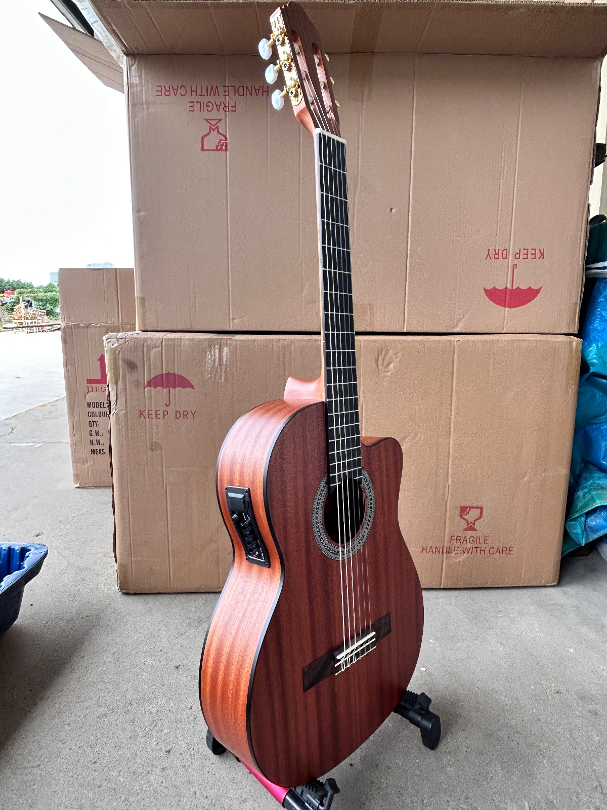 Aiersi Matte All Plywood Mahogany  Vintage Electric Classical Guitar with Pickup