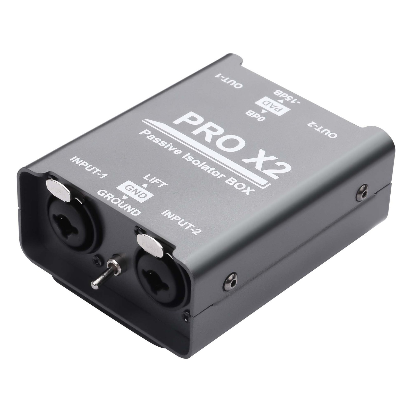 GINTOOYUN Pro Passive Stereo Direct Connection Box 2-Channel Audio black