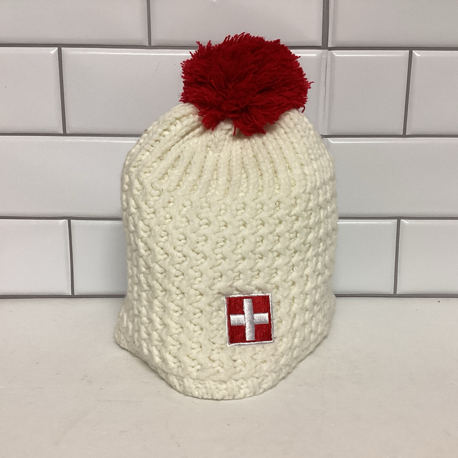 Pom Pom Beanies for Women Swiss Embroidery Winter Hats for Men Acrylic Skull Cap