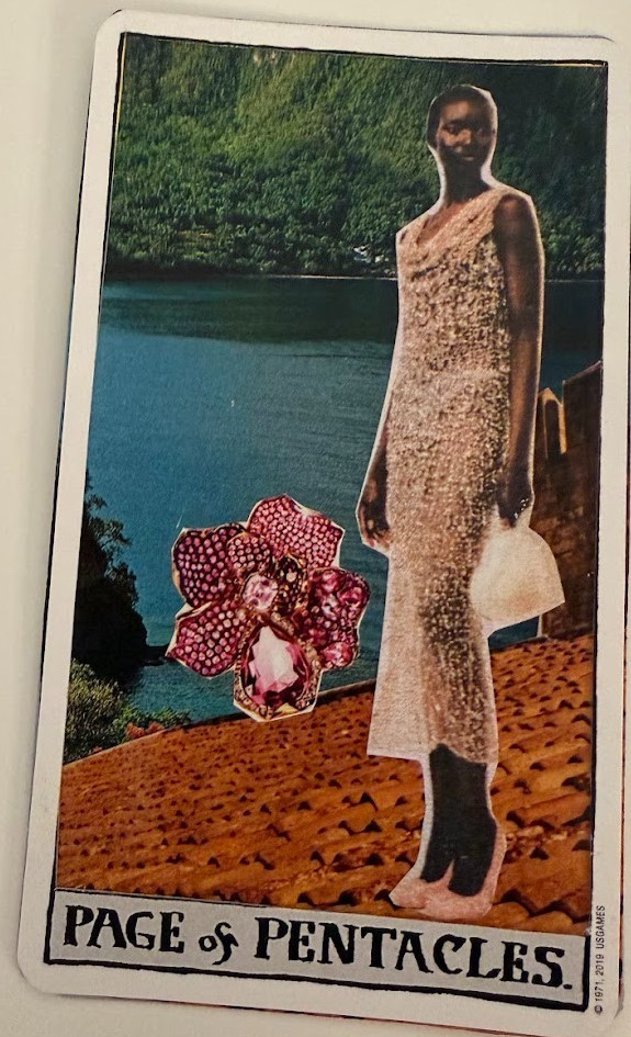 Page of Pentacles Collage tarot deck, OOAk original tarot collage art deck