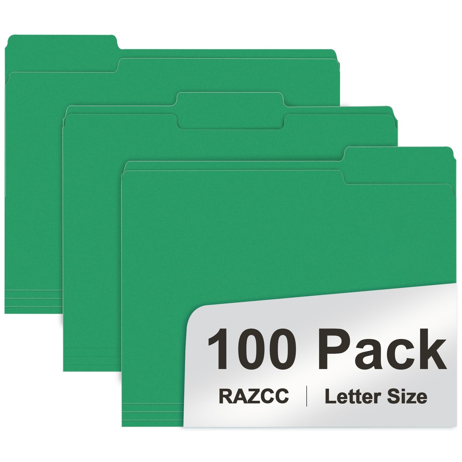 100 PCS Creen File Folders 1/3 Cut Tab Letter Size Easy Storage Organization