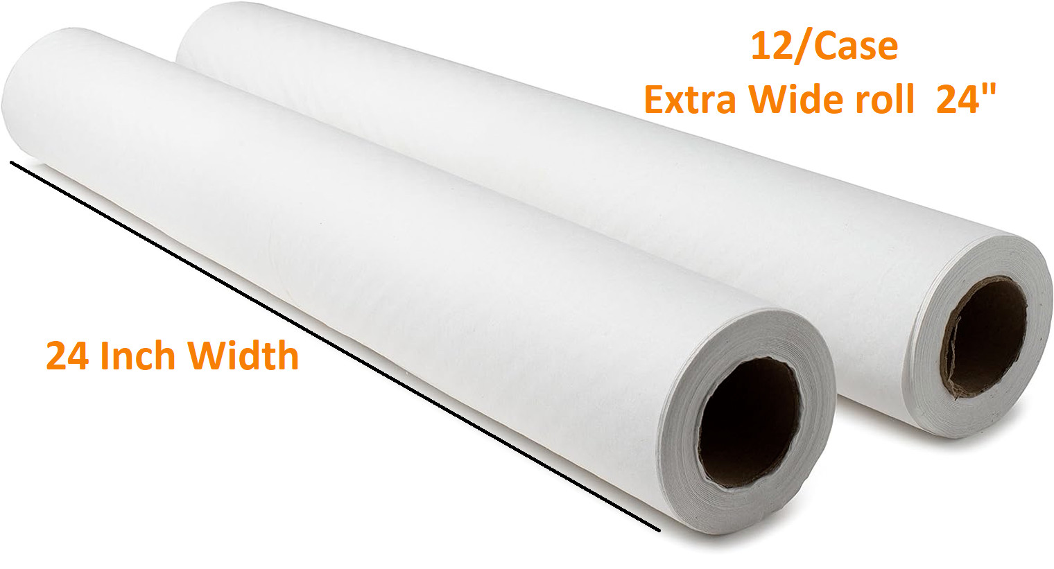 12 ROLLS - 24" x 125' ULTRA-SOFT MASSAGE / EXAM TABLE PAPER SHEETS CREPE WHITE