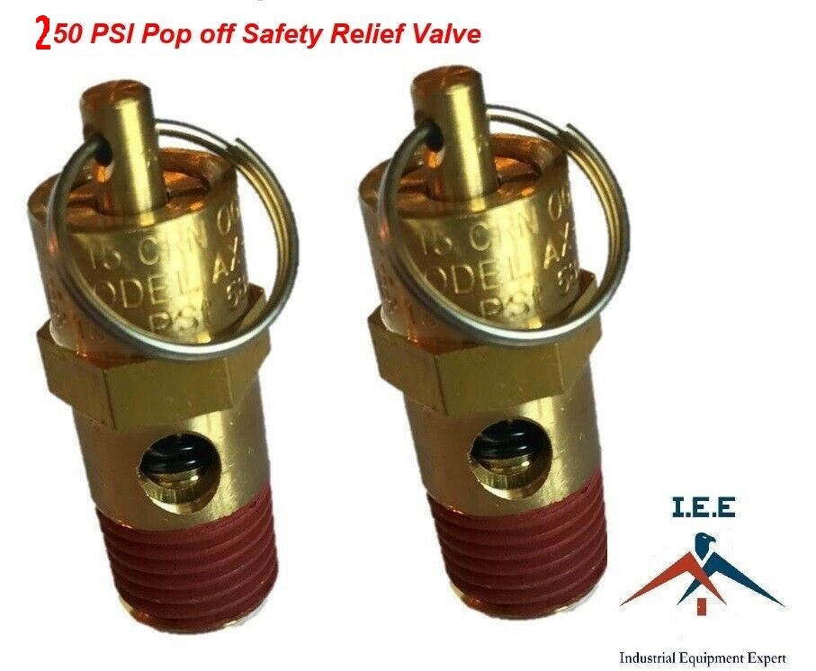 1/4" NPT 250 PSI Air Compressor Safety Relief Pressure Valve, Tank Pop Off 2pc