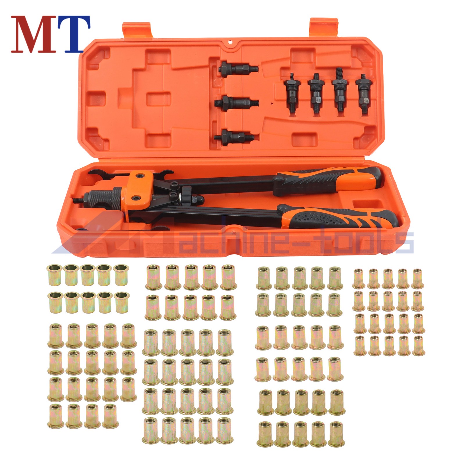 14" Rivnut Tool: 7 Metric and SAE Mandrels with 70Pcs Rivnuts Assortment Kit
