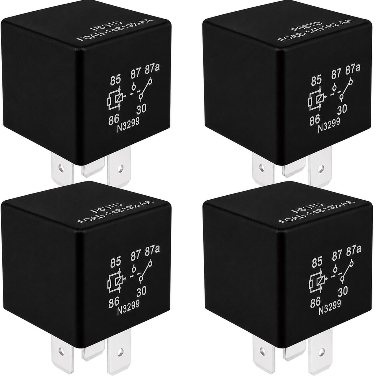 P6STD F0AB/FOAB-14B192-AA 5-Pin SPDT Automotive Relay (4-Pack) 12V 40A, Compa...