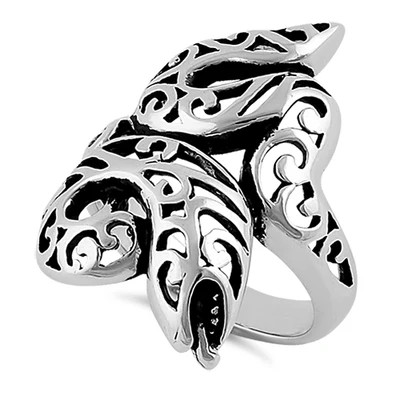 925 Sterling Silver Filigree Snake Ring