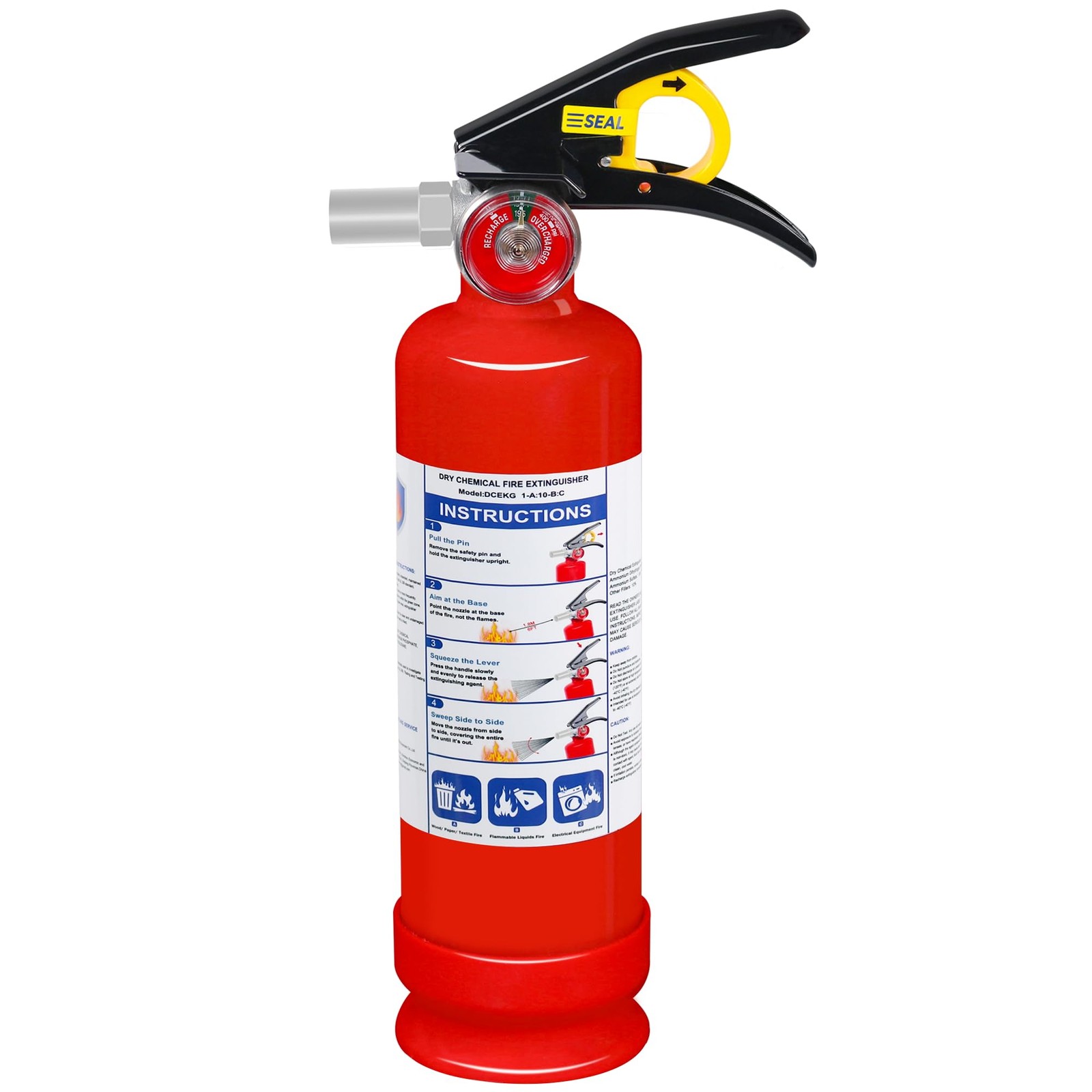 ABC Dry Chemical Fire Extinguisher, 2.5 lb 1A:10B:C Rated - Quick-Release Han...