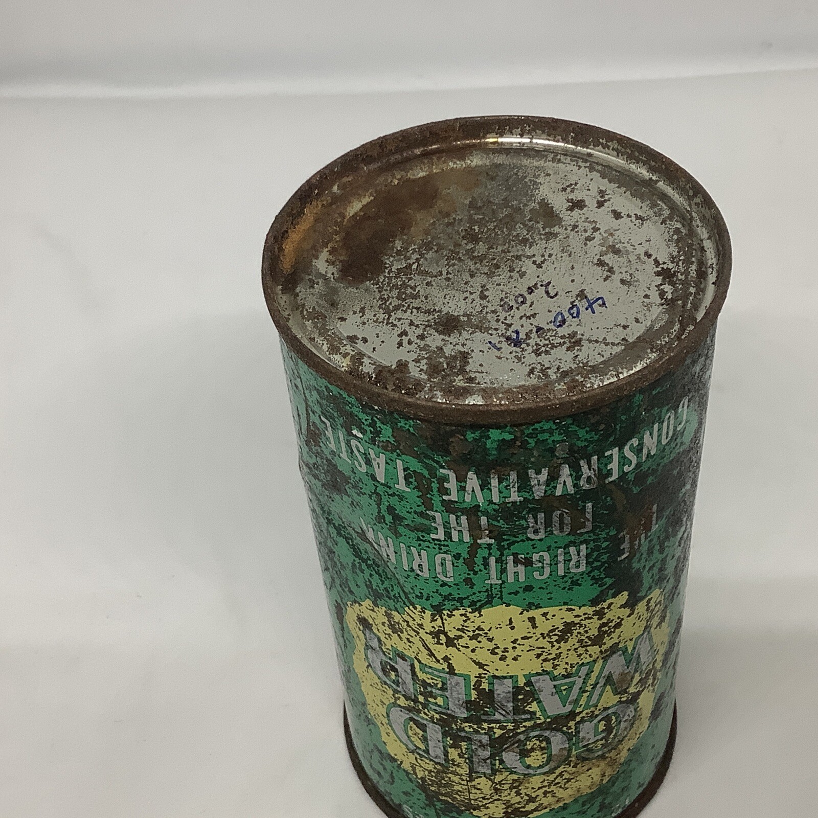 VINTAGE GOLD WATER FLAT TOP CAN