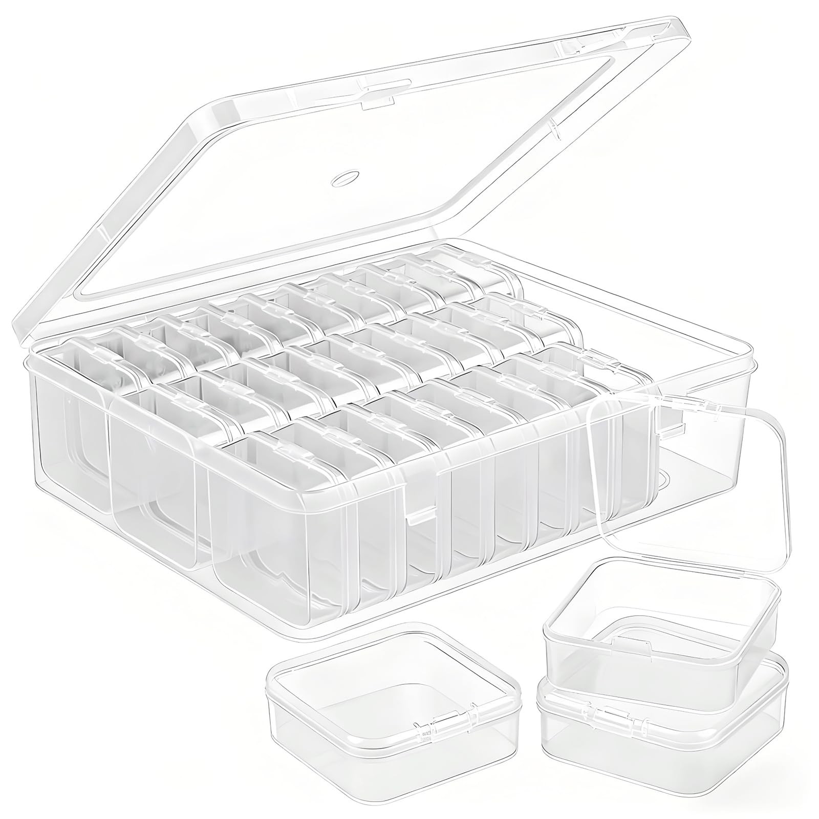 YYGMSS Bead Organizer Box, 30Pcs Small Plastic Boxes 2.17*2.17*0.79, clear