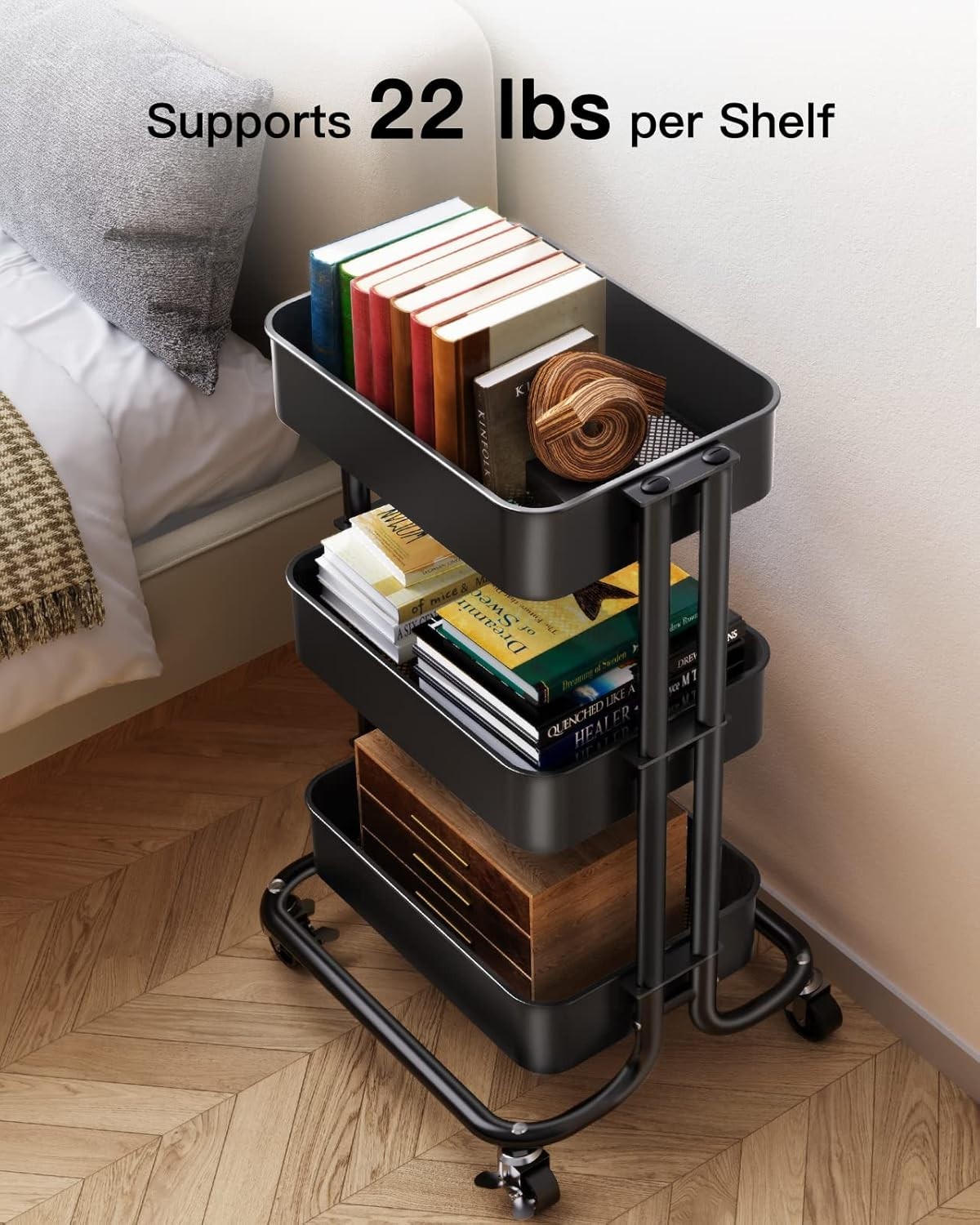 Multifunctional 3-Tier Rolling Utility Cart with Mesh Baskets - Ideal for Home