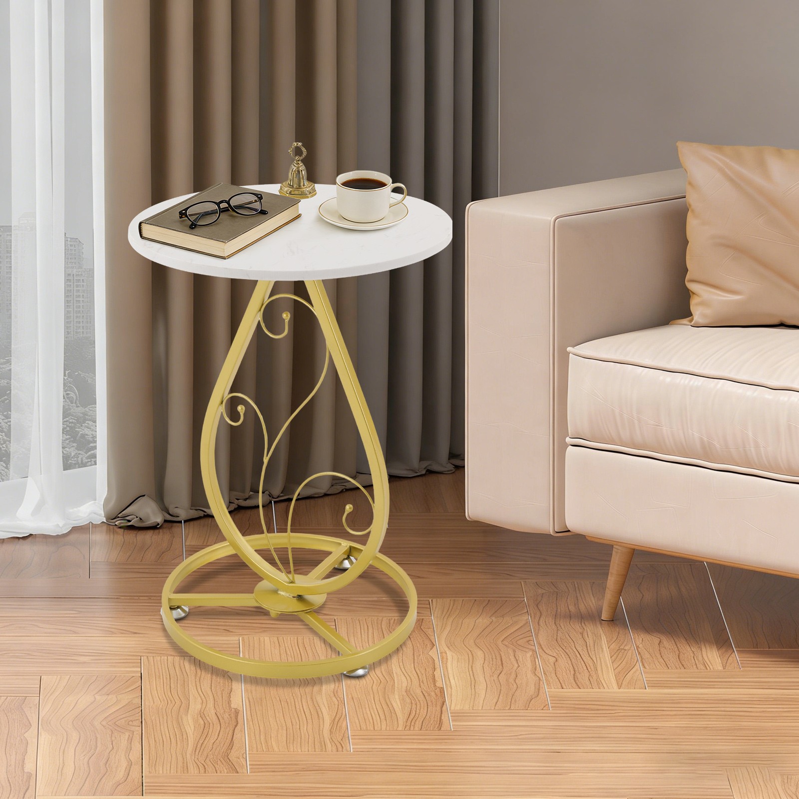 Round Side Table, Modern Decor Bedside Table, Coffee Table for Living Room