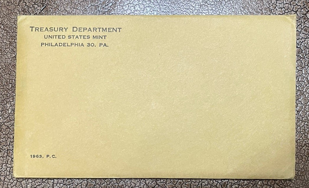 1963 US Mint Proof Coins Set Envelope - No Coins