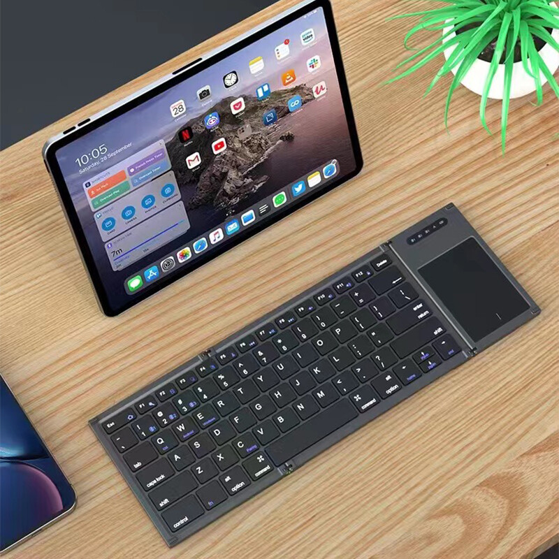 Wireless Bluetooth keyboard touchpad Rechargeable ultrathin foldable Portable