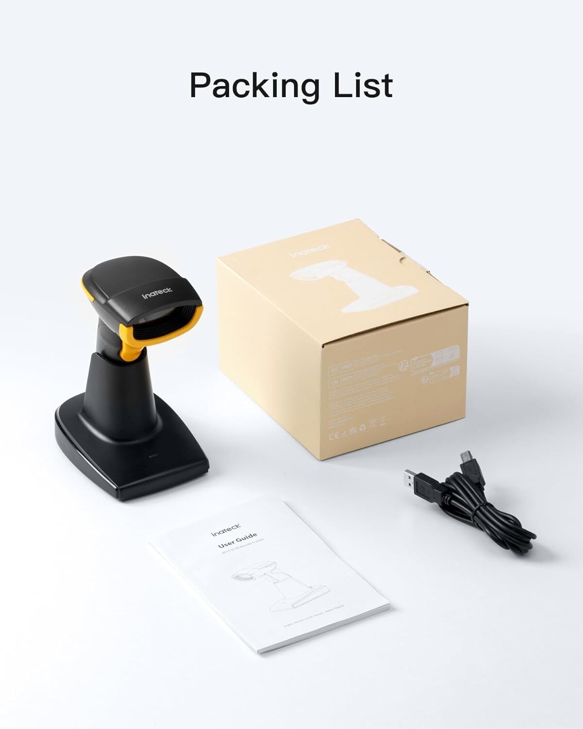Inateck 2D Barcode Scanner Reader Bluetooth 2.4Ghz Smart Base Screen Scanning