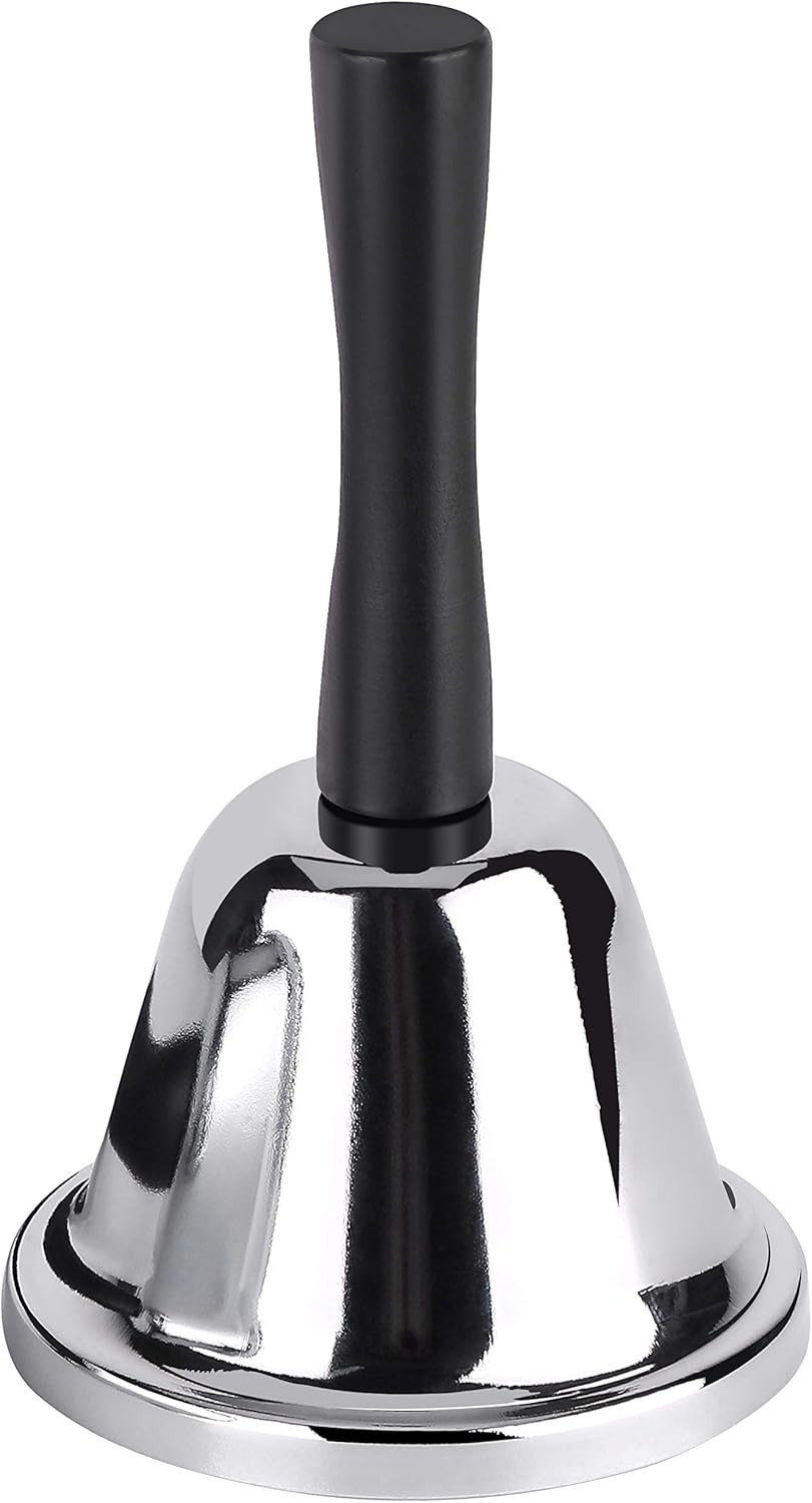 Loud Steel Hand Bell for Classroom and Service, Silver, 1 Pack | Durable Steel C