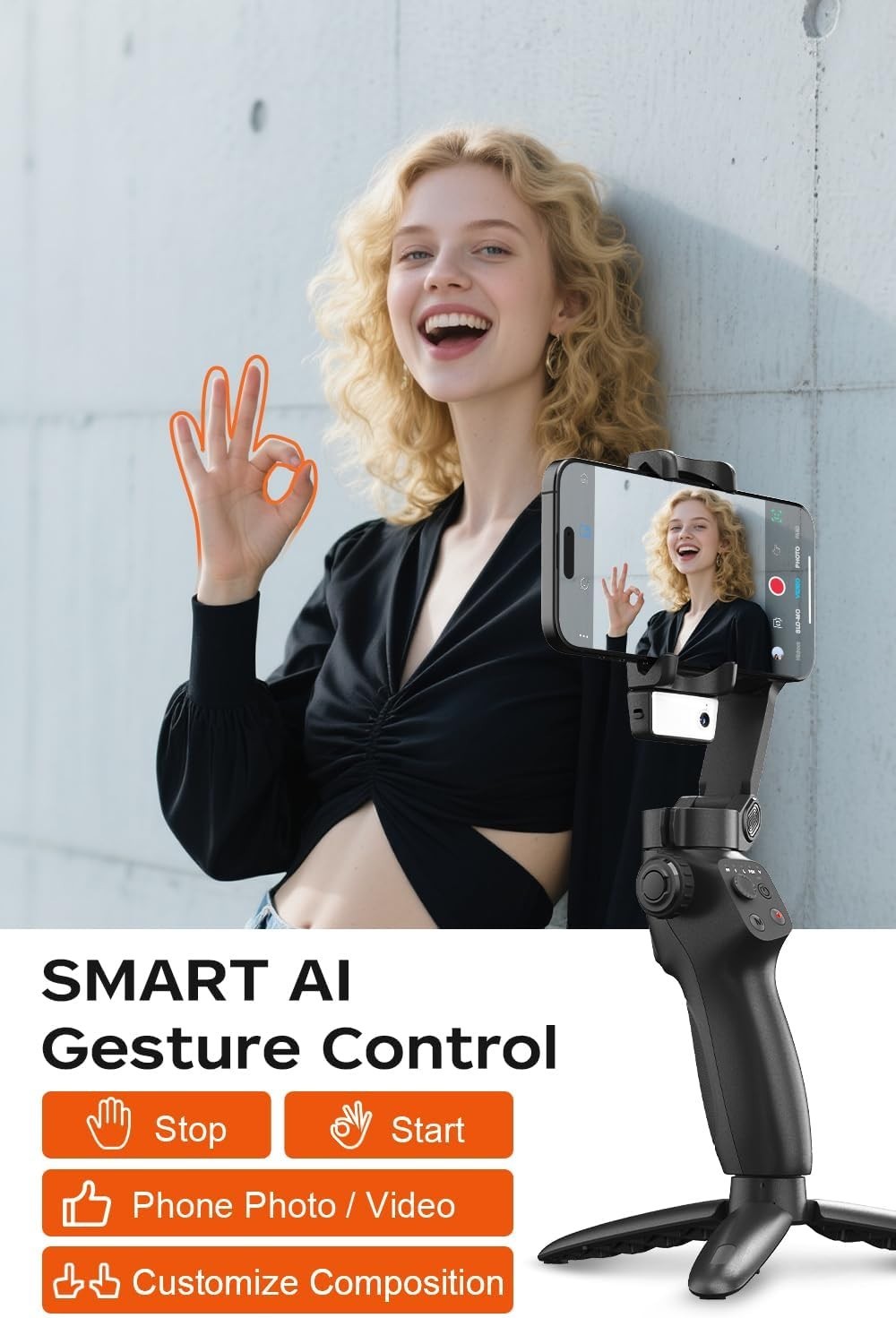 FUNSNAP CM8 Gimbal Stabilizer for iPhone Android, 3-Axis Phone Gimbal