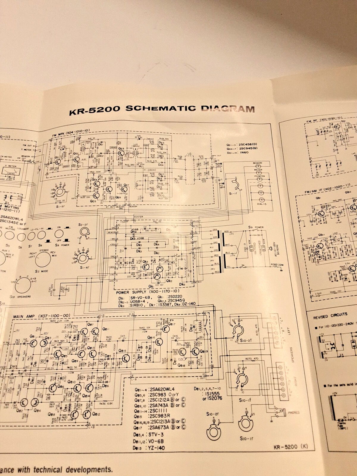 KENWOOD KR-5200 RECEIVER ORIGINAL SERVICE SCHEMATIC DIAGRAM M932