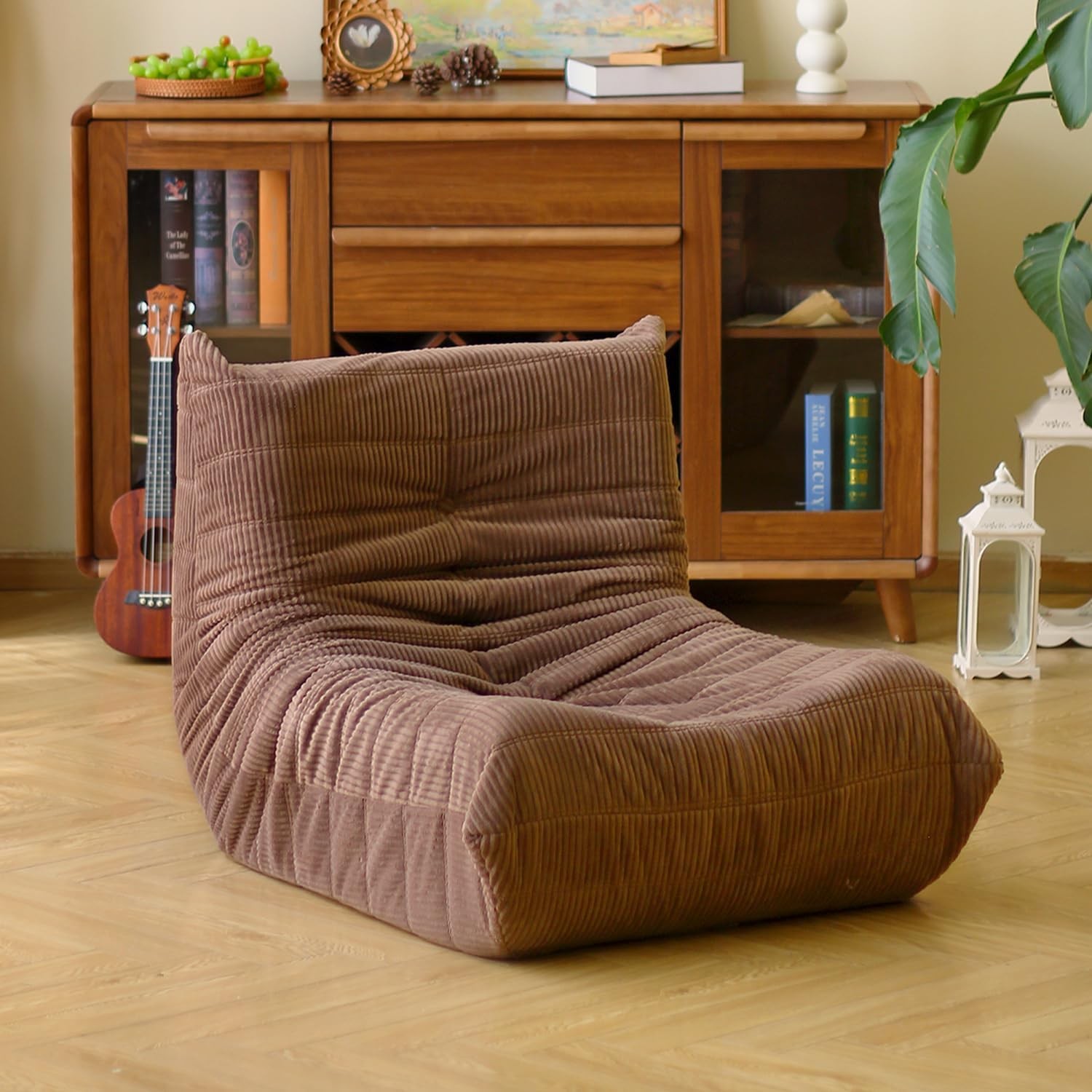 Fireside Floor Sofa- Mid-Century Modern Armless Lounge Chair W/ Premium Soft