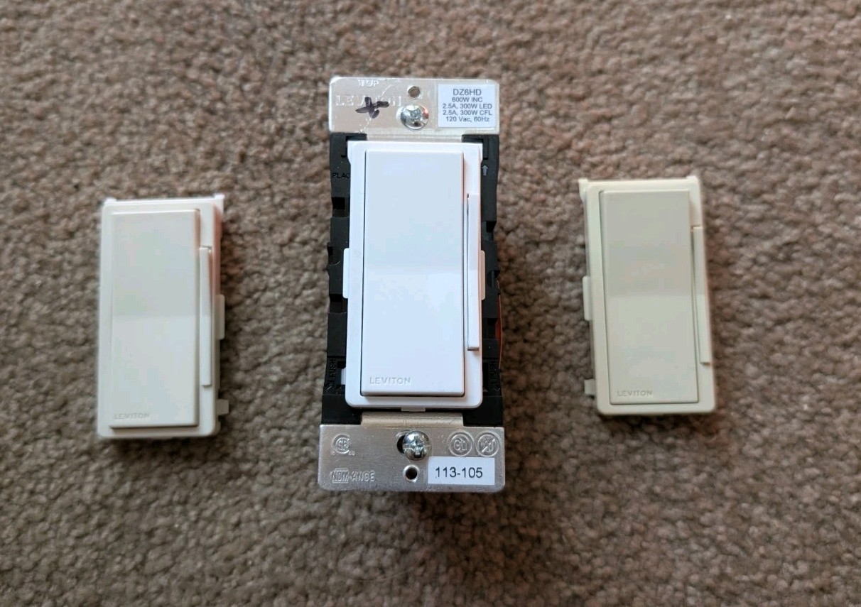 Leviton DZ6HD-1BZ White + Ivory + Light Almond Decora Dimmer w. Z-Wave Plus