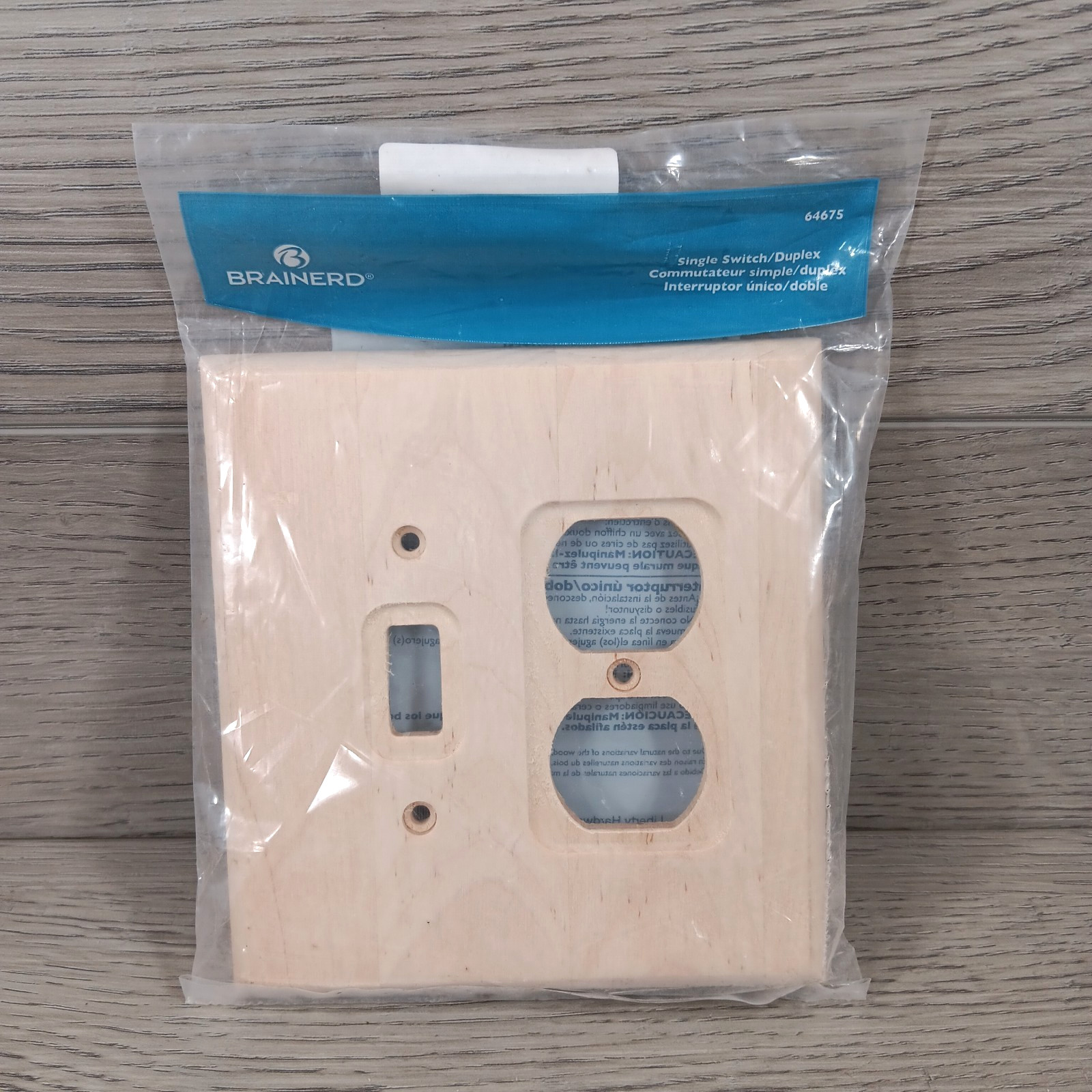 Single Toggle Single Duplex Unfinished Wood Wall Plate BRAINERD 64675