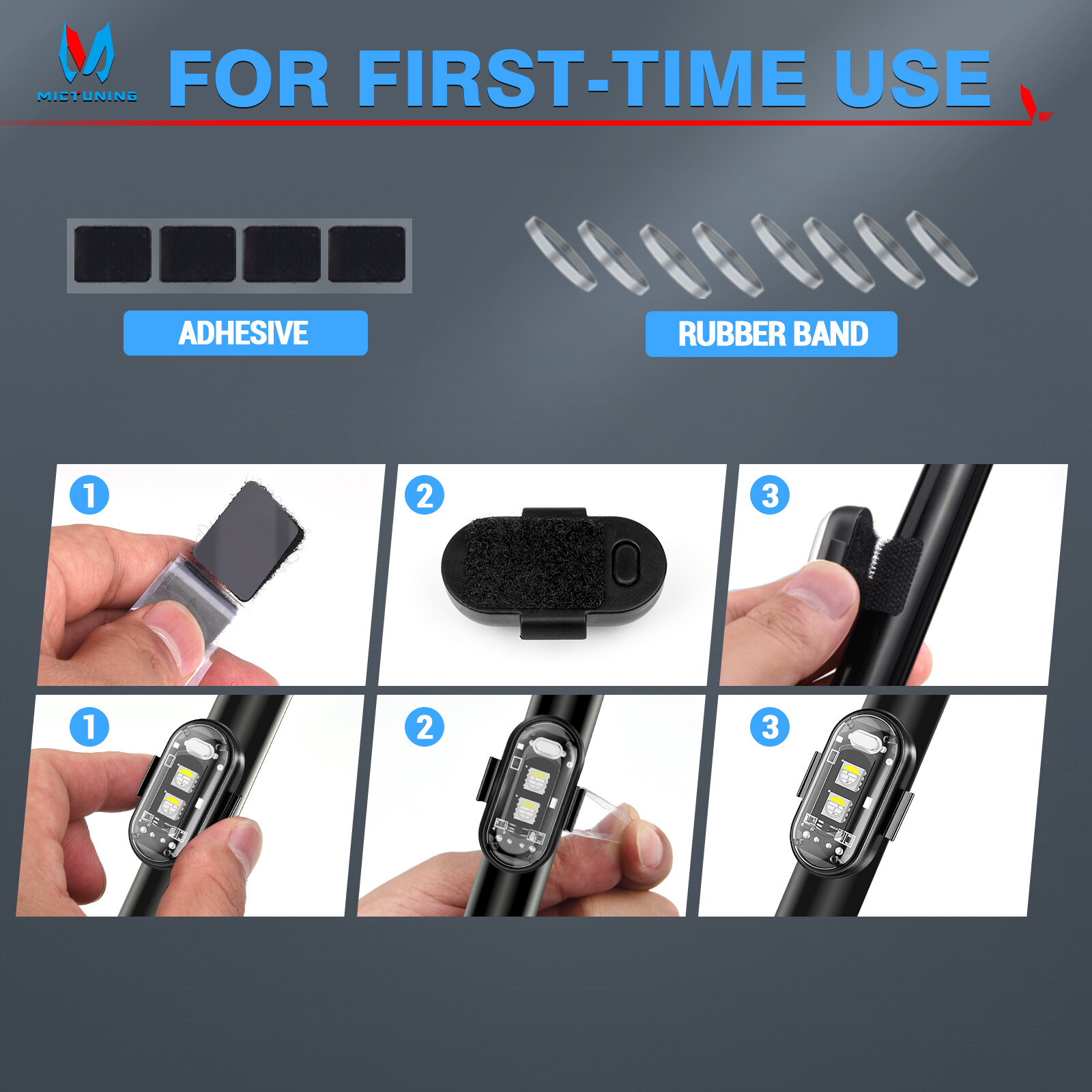 Wireless LED Strobe Lights, 12 Pcs USB Rechargeable Warning Lamp, Anti-Collision