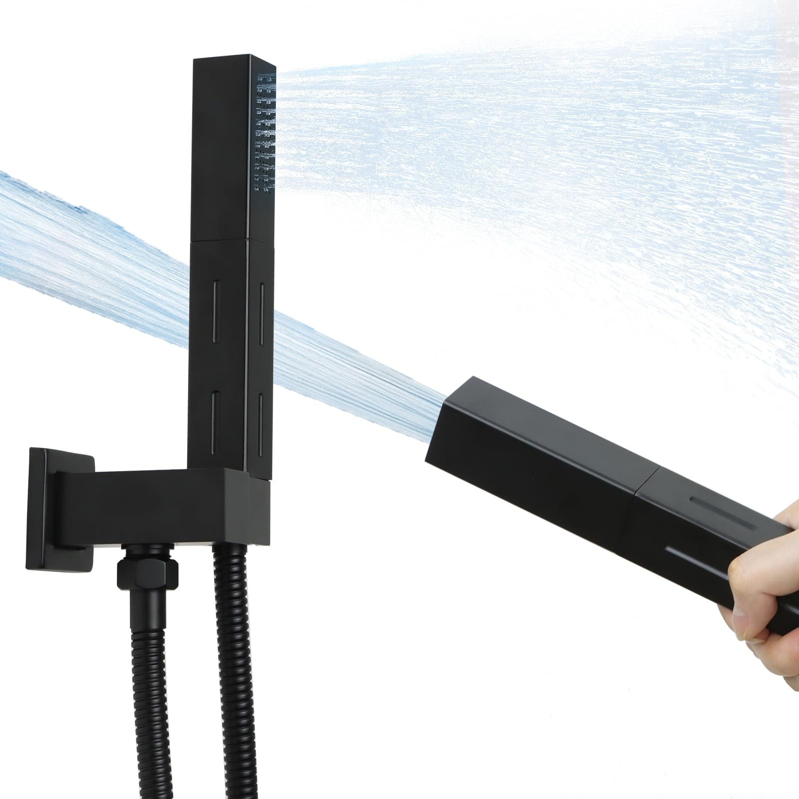 Matte Black Brass 2 in 1 Function Handheld Shower Sprayer Head