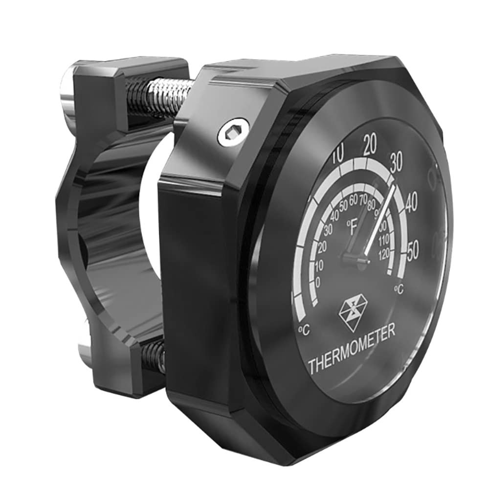 Motorcycle Handlebar Thermometer, Waterproof, Luminous, Alloy, Temperature Indicator...