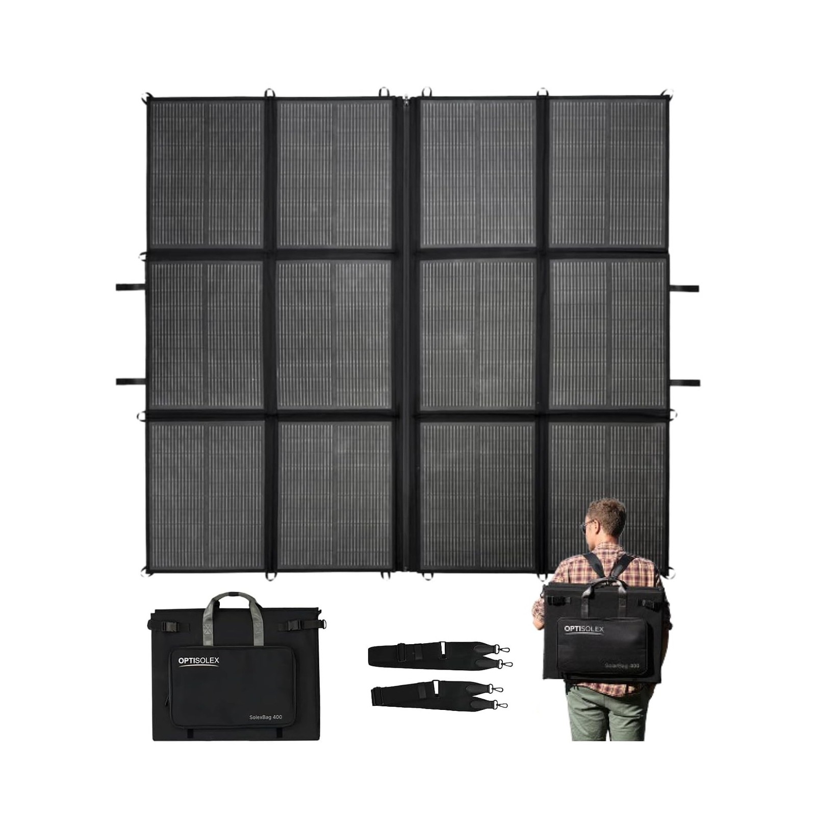 440W Portable Solar Panel, 17.2lbs Foldable SolarBag, Splits 2×220W Solar B