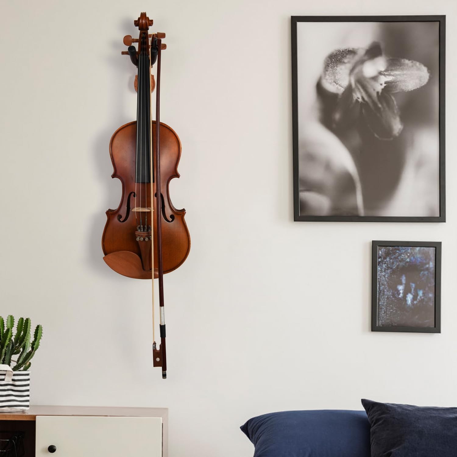 Violin Hanger Wall Mount with Bow Holder Home & Studio Sapele