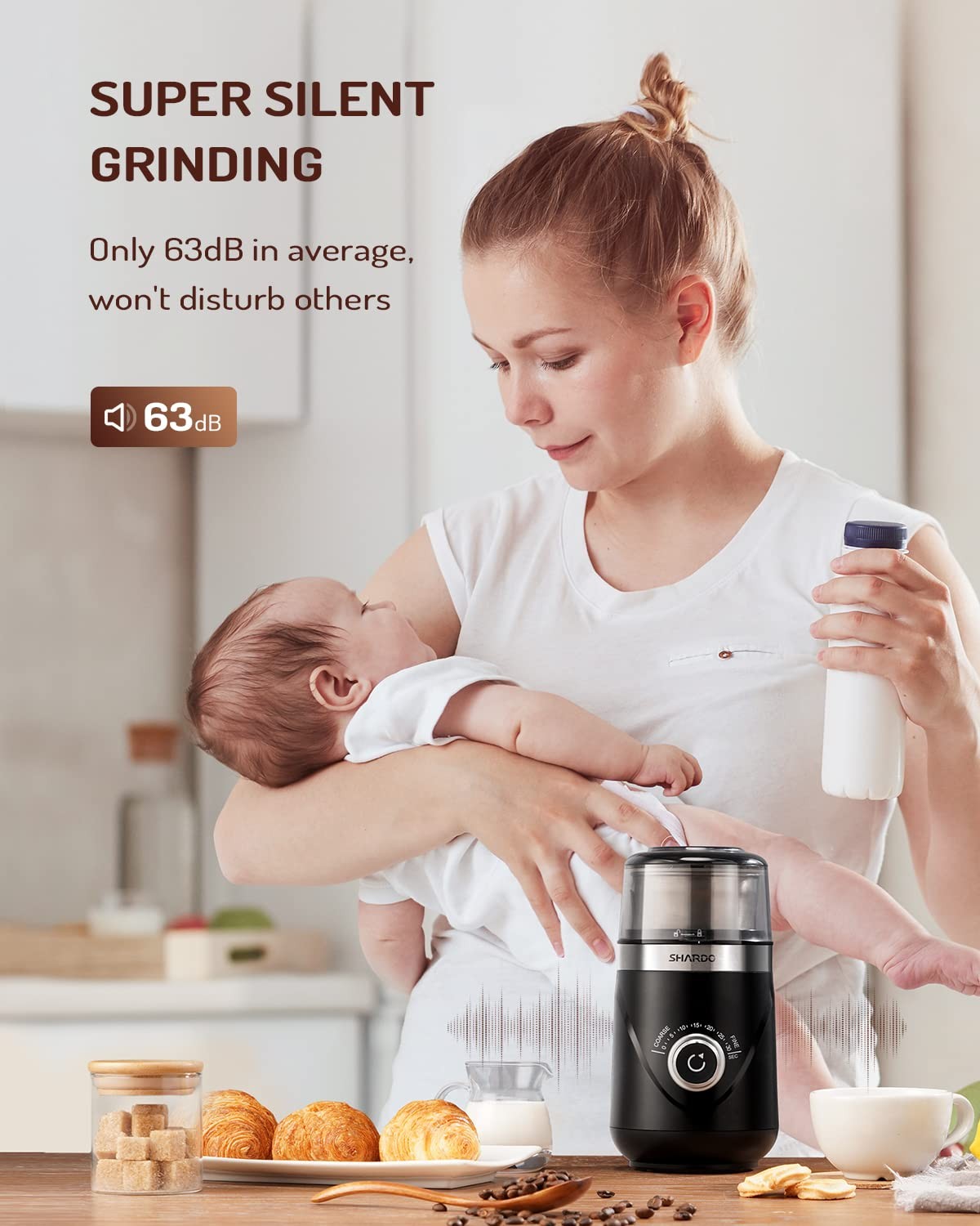 SHARDOR Electric Super Silent Blade Coffee Grinder, Timed Grind Control