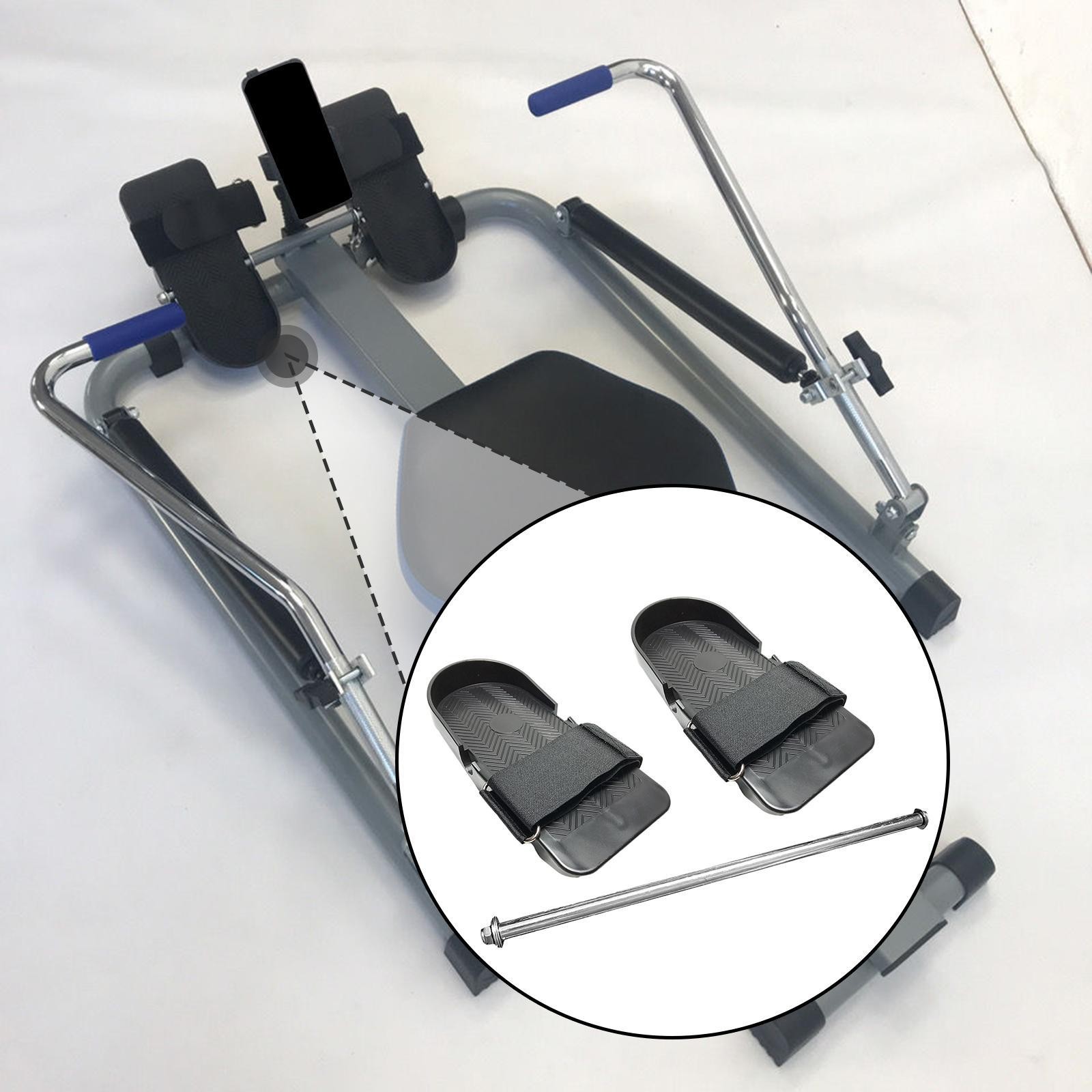 Rowing Machine Foot Pedals Pair for Home Training Non Slip with Mounting Rod