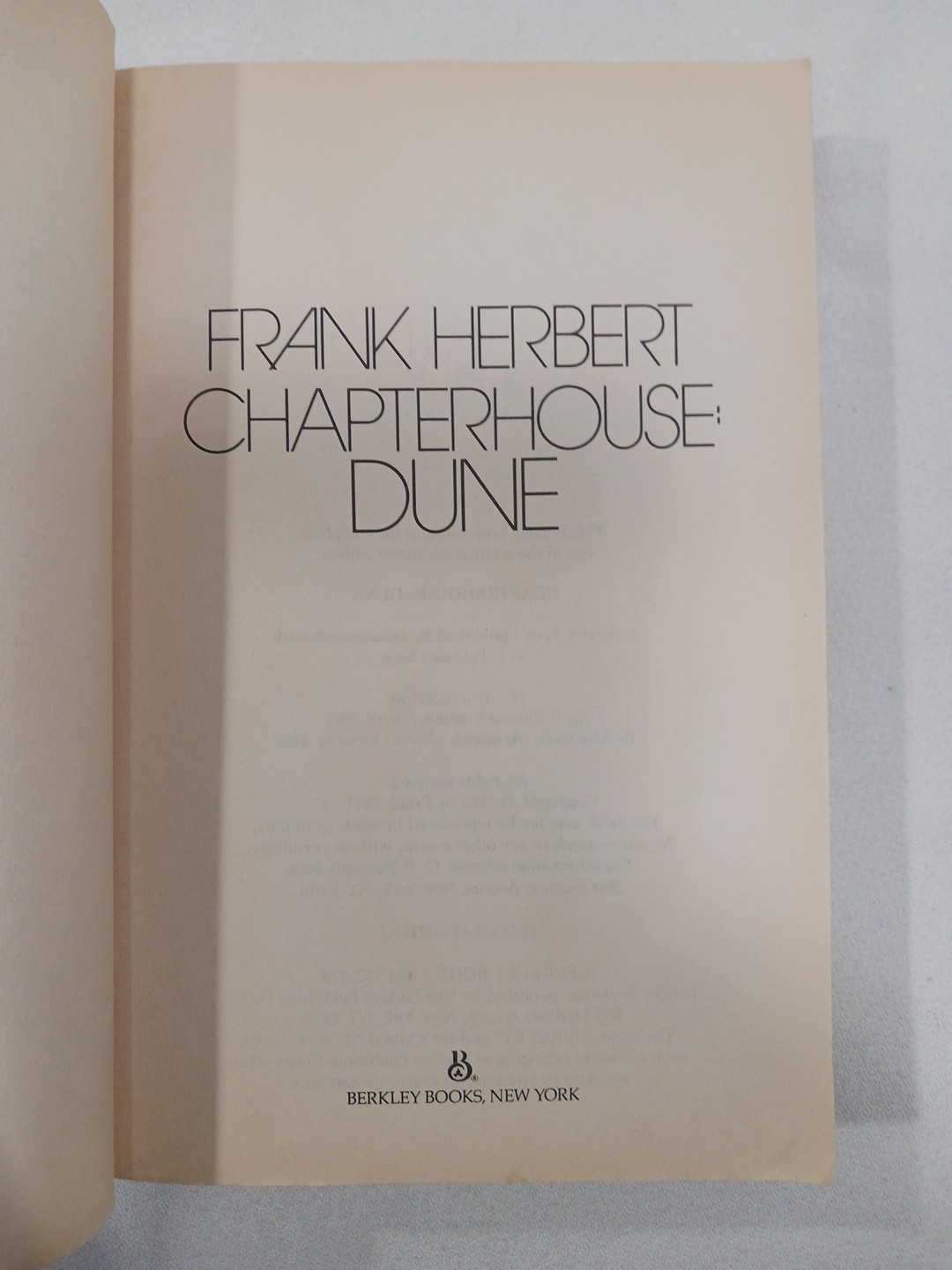 Chapterhouse Dune Frank Herbert 1986 Berkley TPB First Edition 1st Printing Vtg