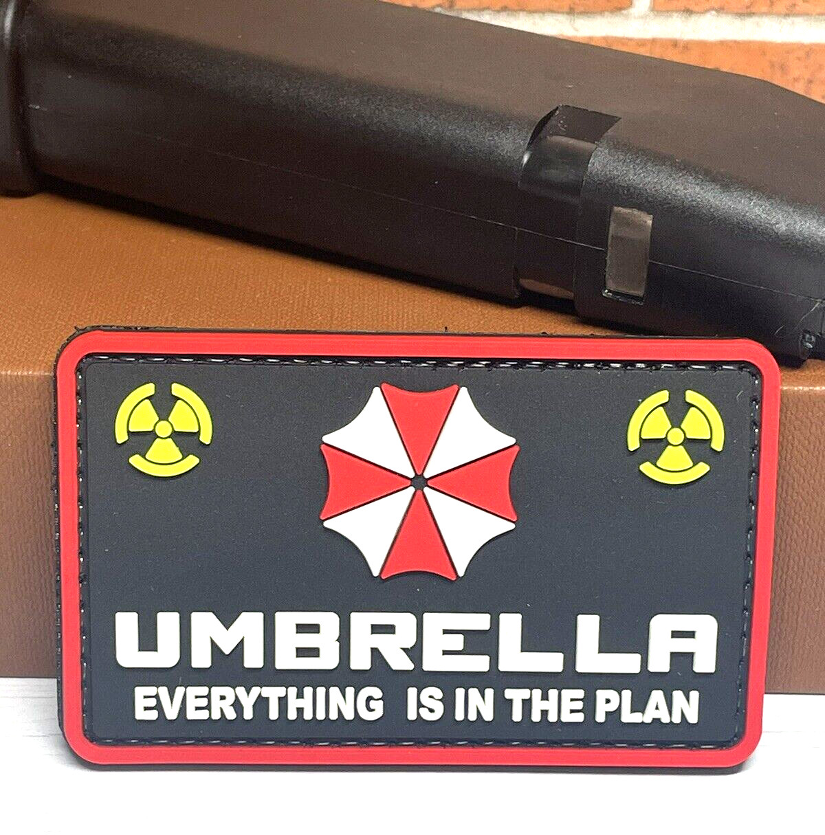Biohazard Umbrella Corp. Tactical Morale PVC Patch, Hook Backed Zombie Gun Patch