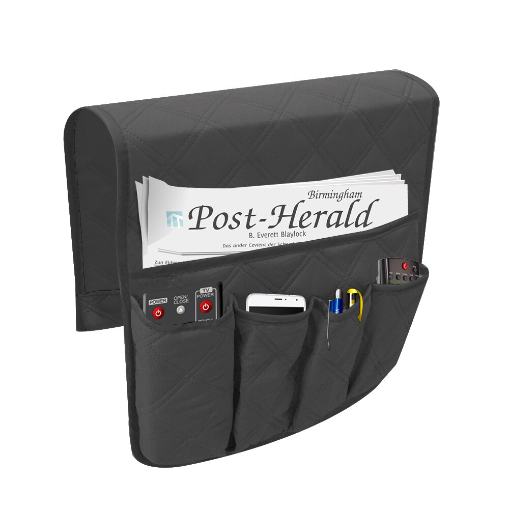 5 Pocket Sofa Arm Rest Organizer Caddy Couch Tray Remote Control Holder Table