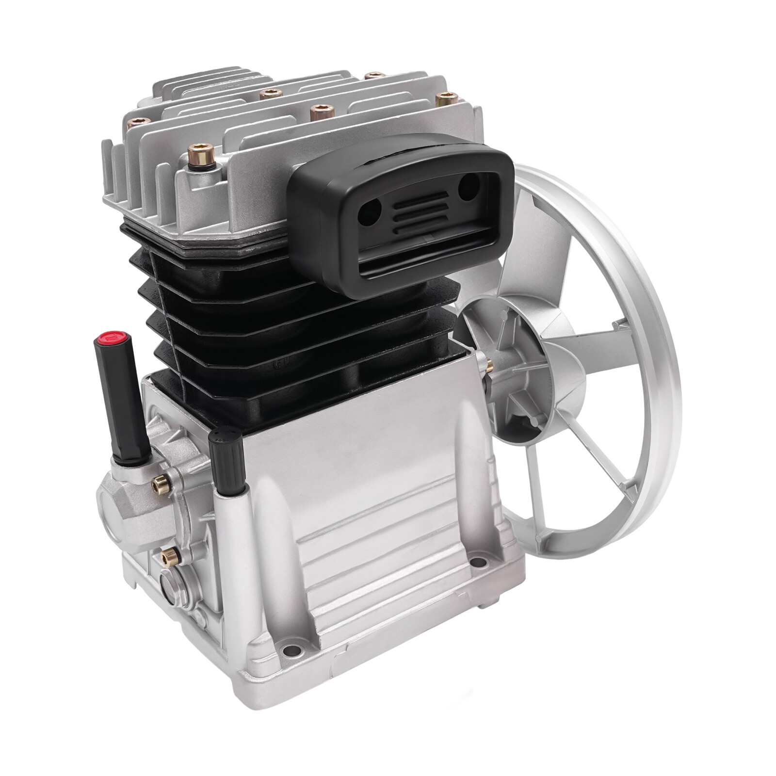 3HP Air Compressor Pump Head 2 Cylinders Piston Air Compressor Pump Head Silver