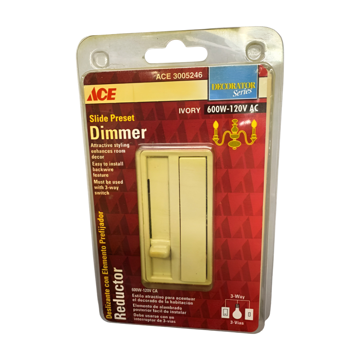 ACE 3005246 Ivory Slide Preset Dimmer/Reductor 3-Way, 600W, 120VAC, A6423V-K