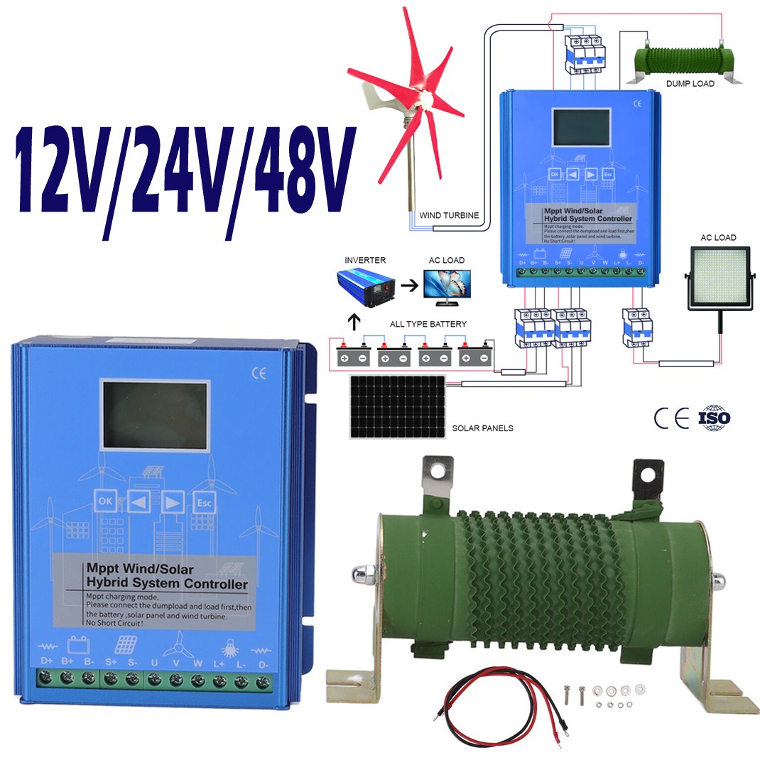 Bluetooth Wind & Solar Discharge Dumpload 2KW MPPT Charge Controller 12V/24V/48V