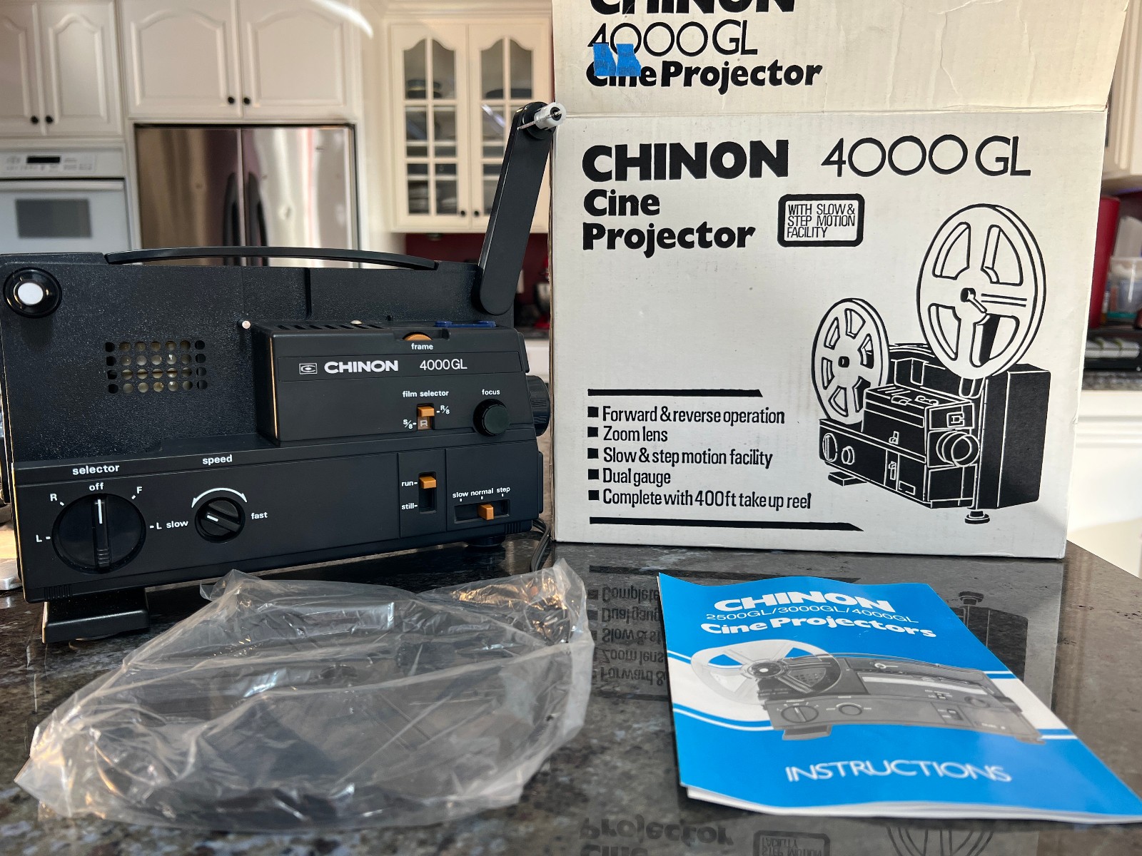 Chinon 4000GL Dual 8mm Cine Projector w/ Box – Japan – Open Box, NOS