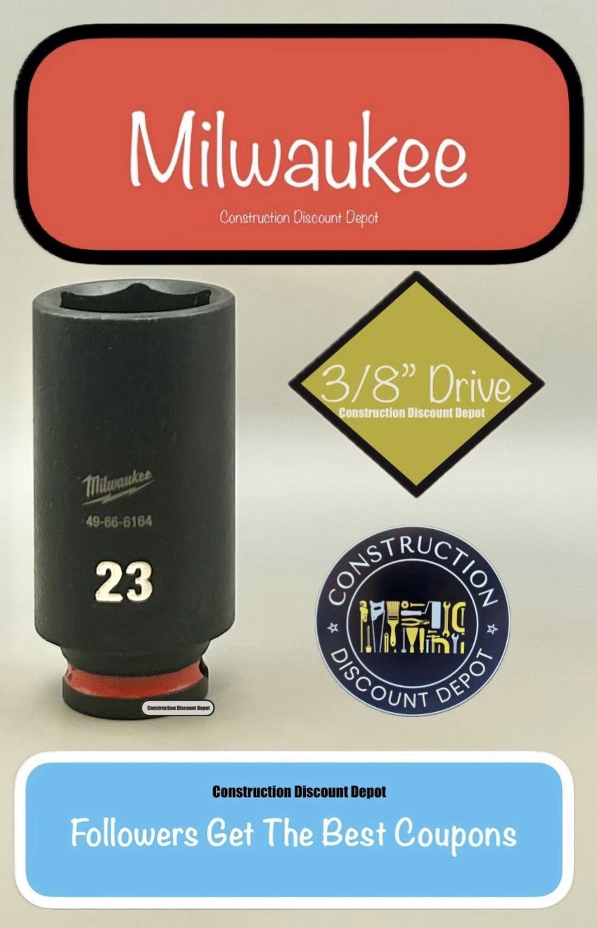 Milwaukee 49-66-6164 23MM Shockwave Impact Duty 3/8 " Drive Deep Well Socket 23
