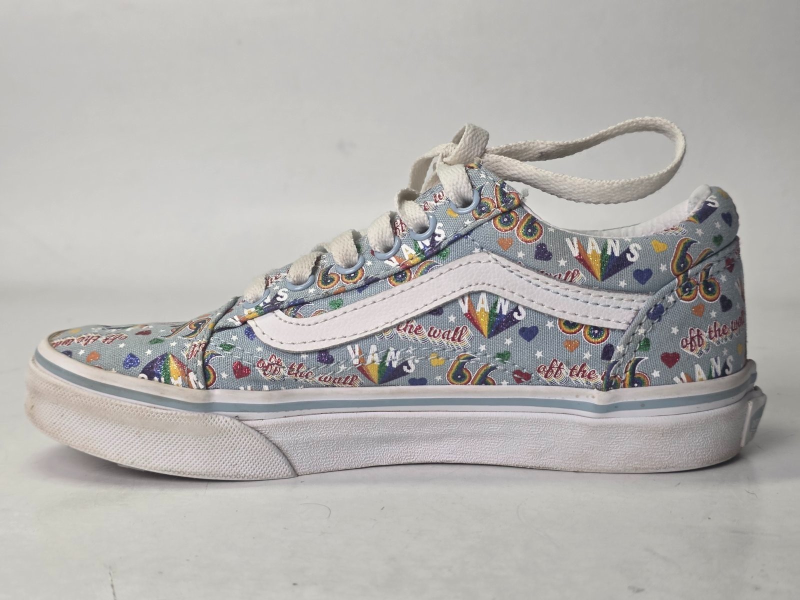 Vans Old Skool Youth Sneakers Size 2.5 Blue White Multicolor Low Top Shoes