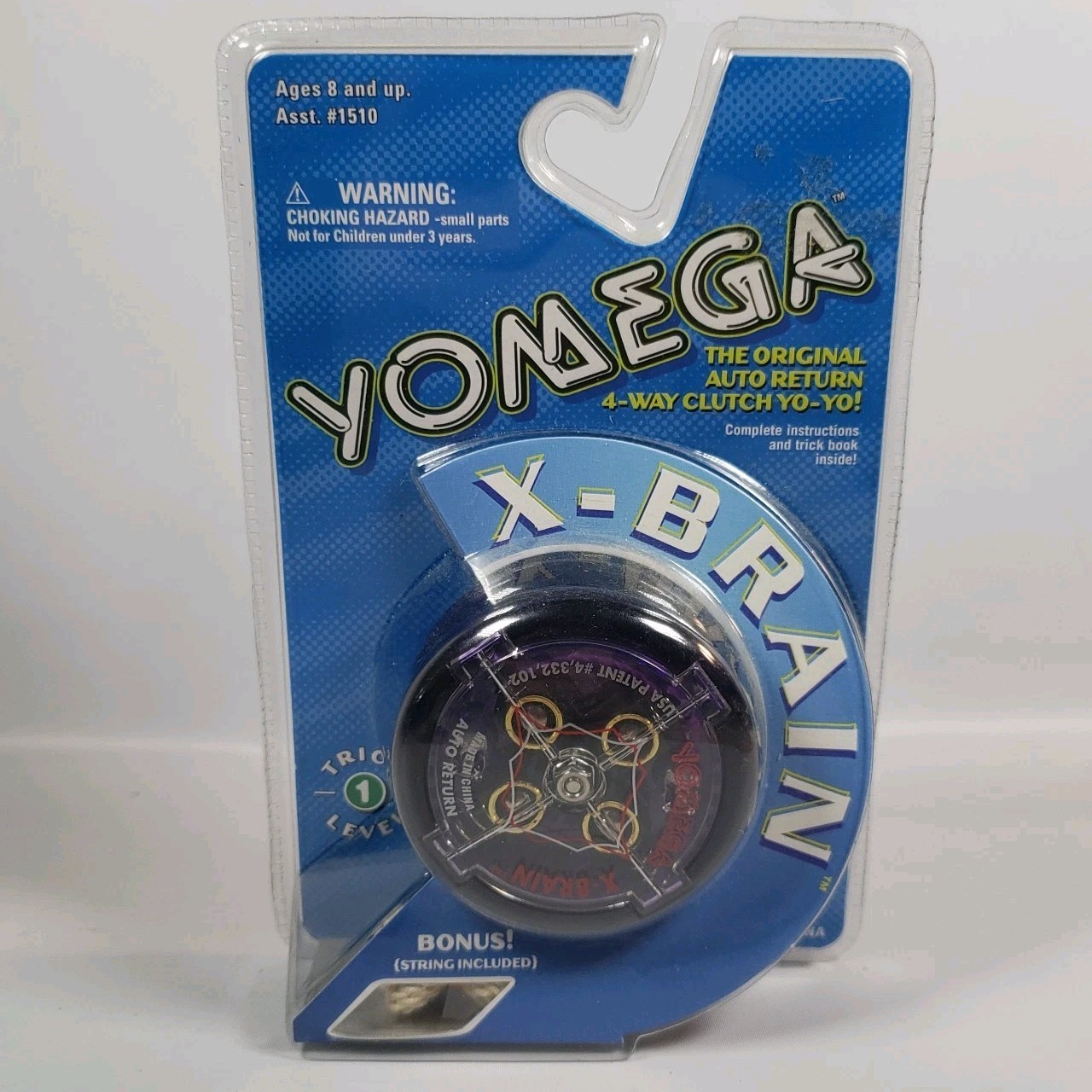 NEW, 1999 FACTORY SEALED YOMEGA PURPLE X-BRAIN BANDAI Yoyo