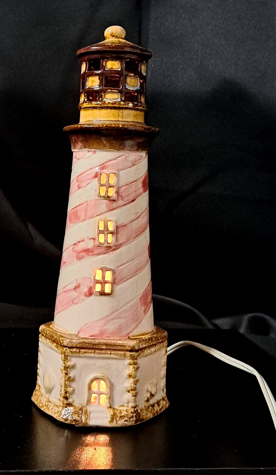 Light House Night Light Nautical Table 10.5"x 5"x4" Plug Cord Switch Ceramic