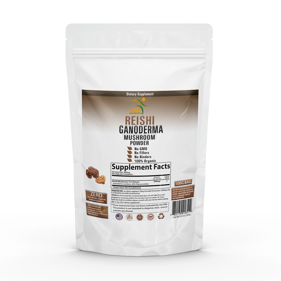 REISHI MUSHROOM STRONG ORGANIC POWDER 60% POLYSACCHARIDES EXTRACT SPORES