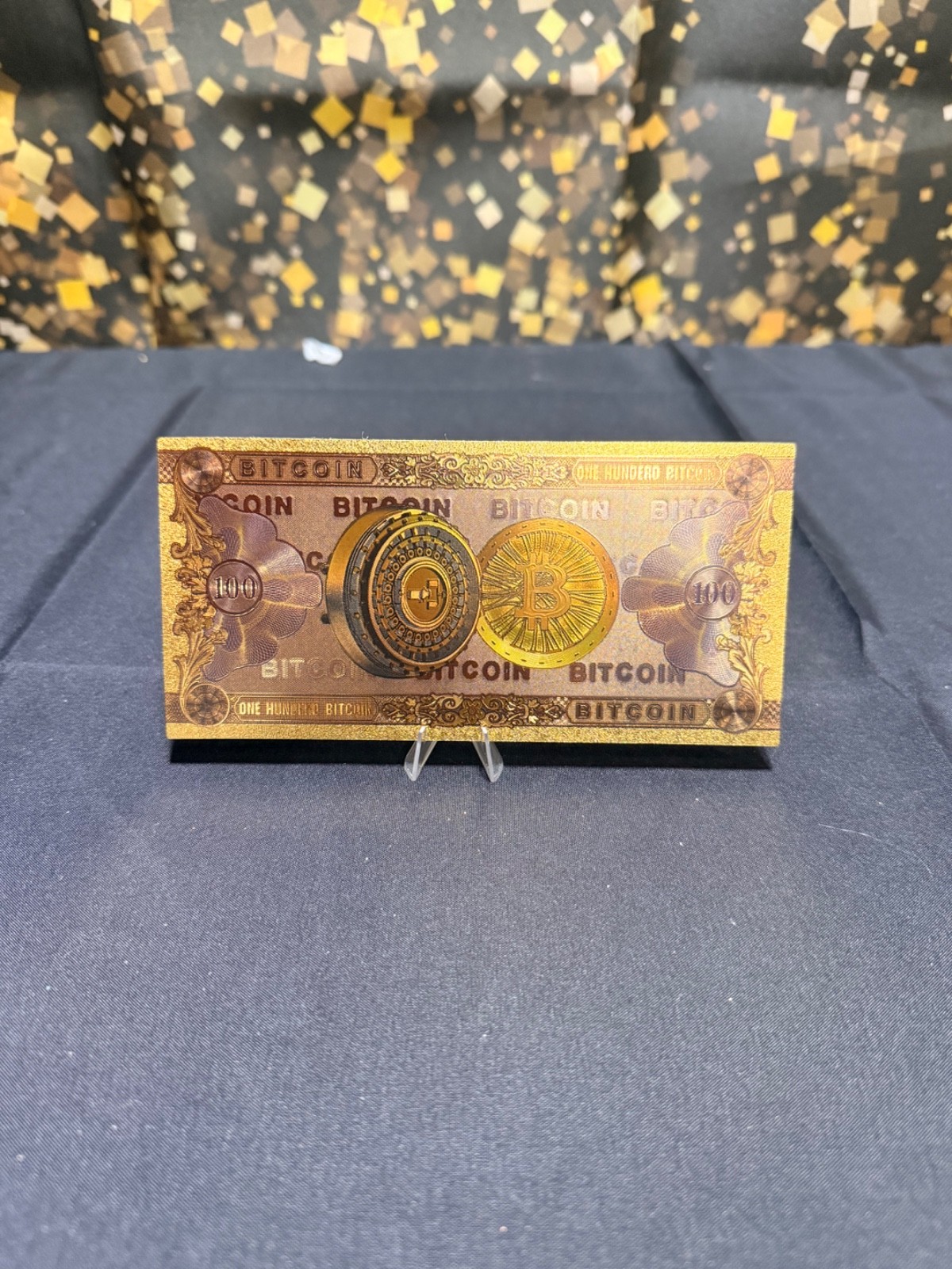 24k Real Gold Plated 100 Bitcoin Cryptocurrency  Banknote Collectible